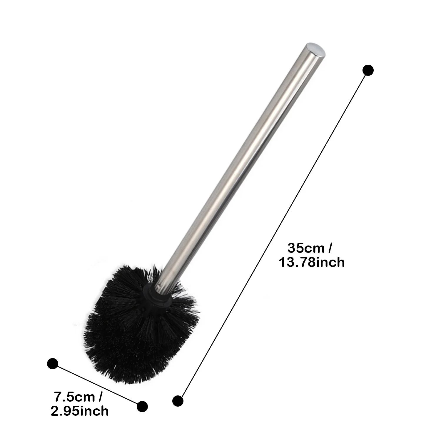 Behogar 2 шт Набор щеток для чистки туалета с ручкой из нержавеющей стали, пластиковая щетина для дома, отеля, квартиры, общежития