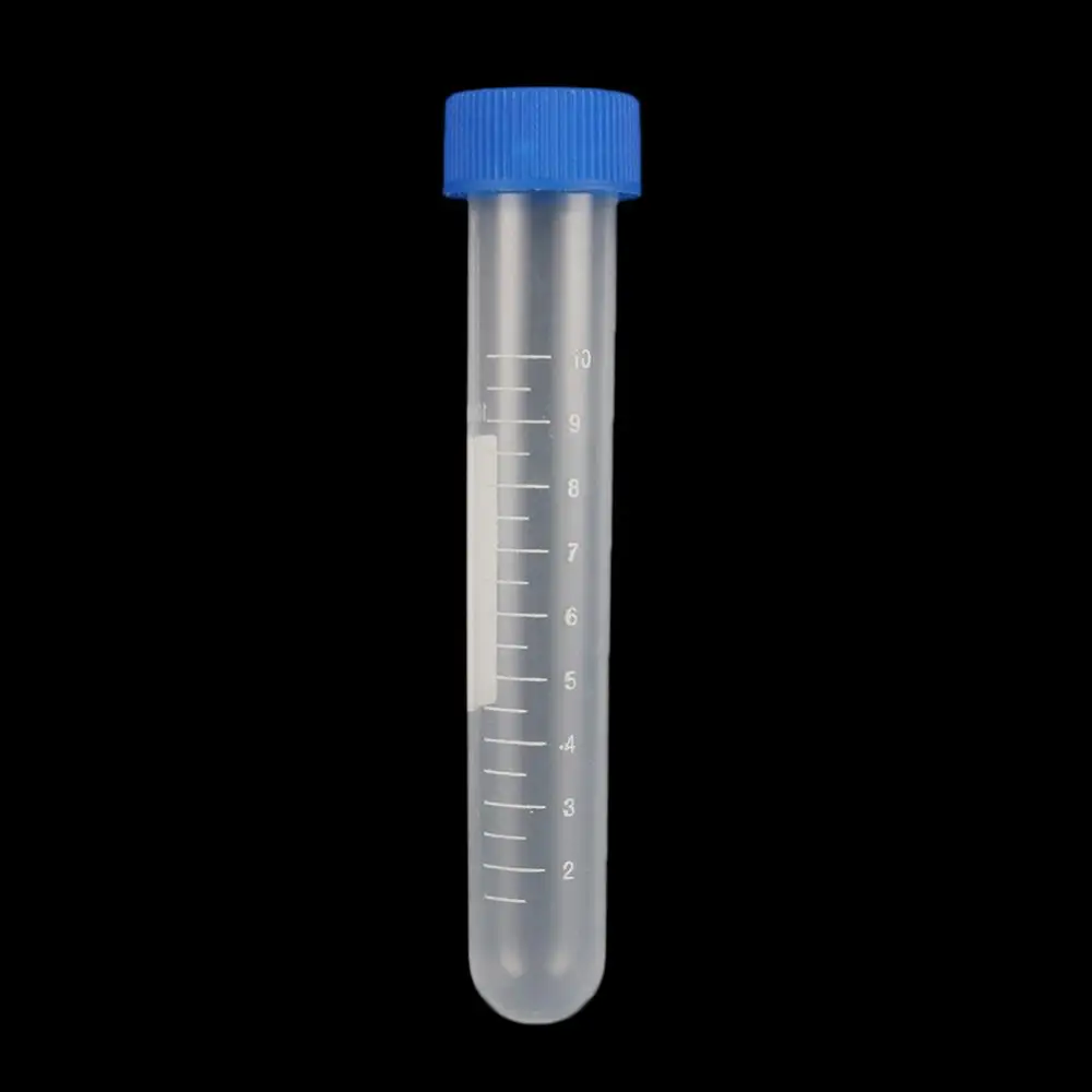 Plastic 10ml Screw Cap Round Bottom Centrifuge Test Tube Laboratory Sample Analysis Vial Reagent Bottle 10 Pcs