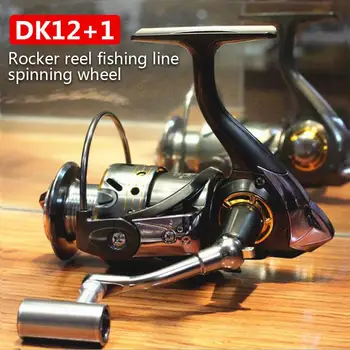 

Portable Fishing Reel Spinning Fishing Wheel DK 12+1 Metal Rocker Seawater Spool Gear Fishing Reel Durable Mirror Gray
