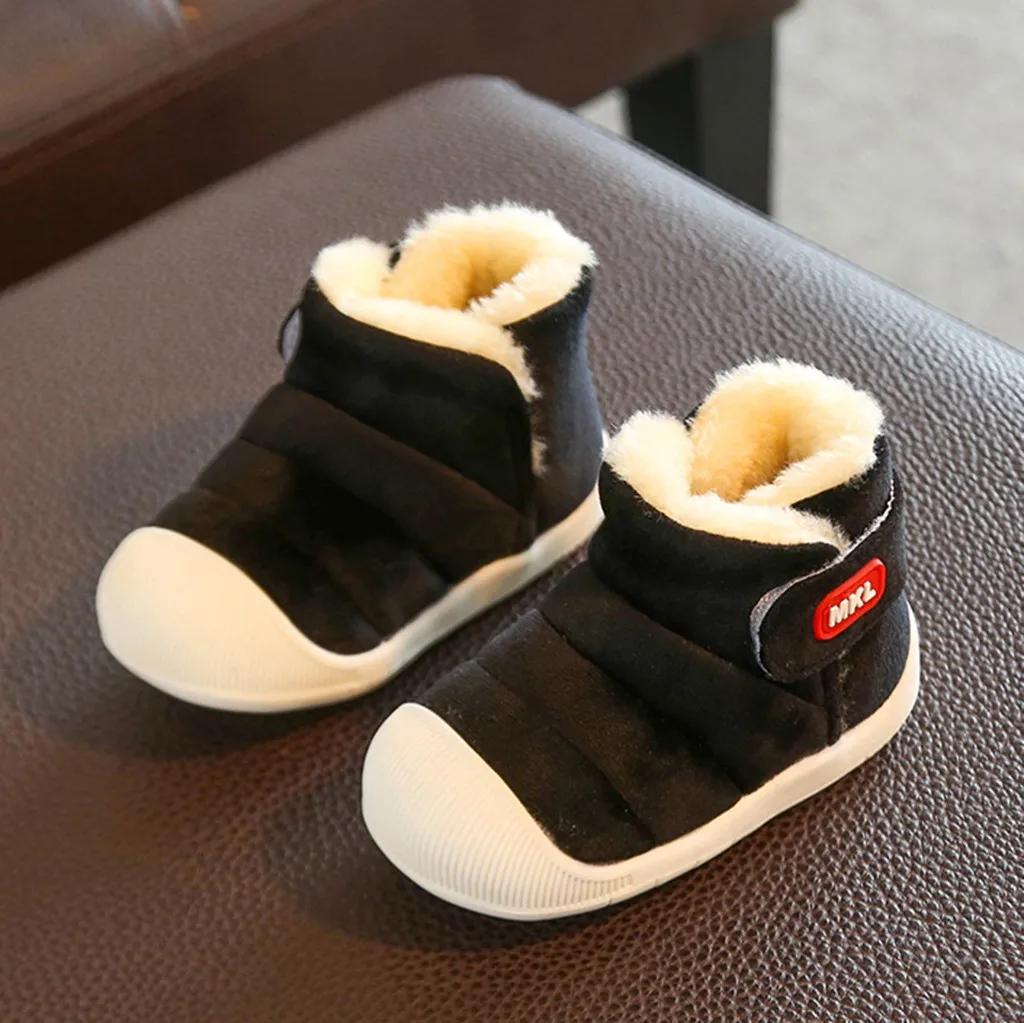 Детские ботинки для малышей девочек и мальчиков зимние однотонные теплые