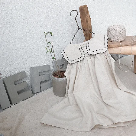 

Новинка осени 2019, платья для маленьких девочек, Летнее льняное хлопковое платье без рукавов в стиле преппи для малышей, детская одежда