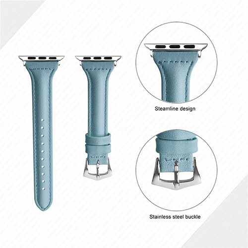 Stone Blue Oulucci розовый кожаный ремешок для apple watch 44 мм/38 мм/40 мм/42 мм аксессуары для часов сменный ремешок для apple watch 5/4/3/2/1 - Цвет ремешка: Stone Blue