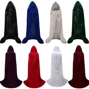 

Kids adult gold velvet cloak Vampire Hooded Cloak Medieval Witch Robe Cape Floor-length Halloween Costume