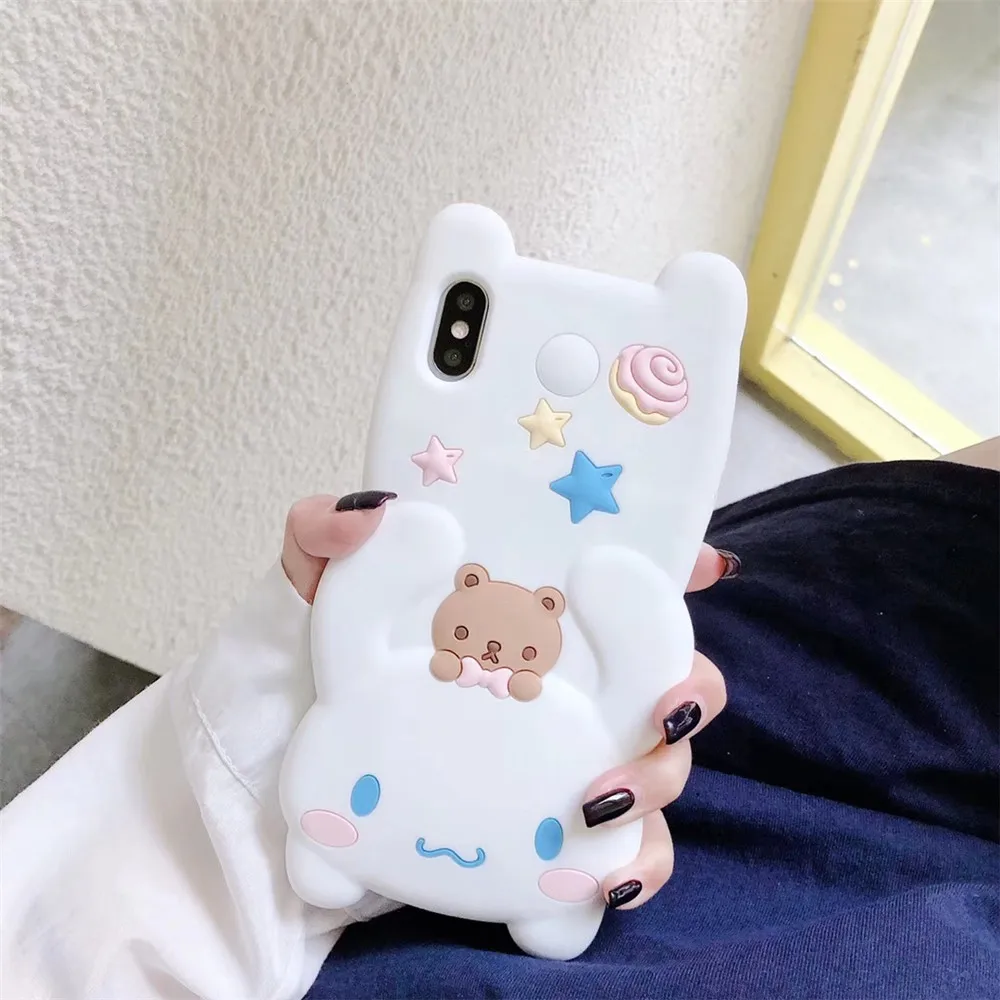 3D Anime My melody Hello kitty soft silicone phone case for iphone 11 pro max 6 7 8 plus X XR XS MAX Cinnamoroll Lanyard Cover - Цвет: 6