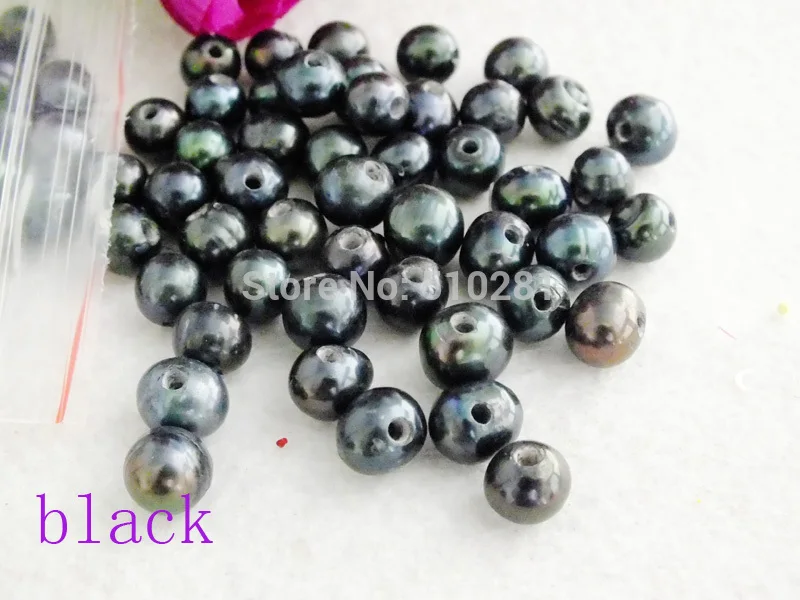 free shipping!!!  500pcs High quality 9-10mm Black Freshwater Round Potato Pearls With 2mm Hole