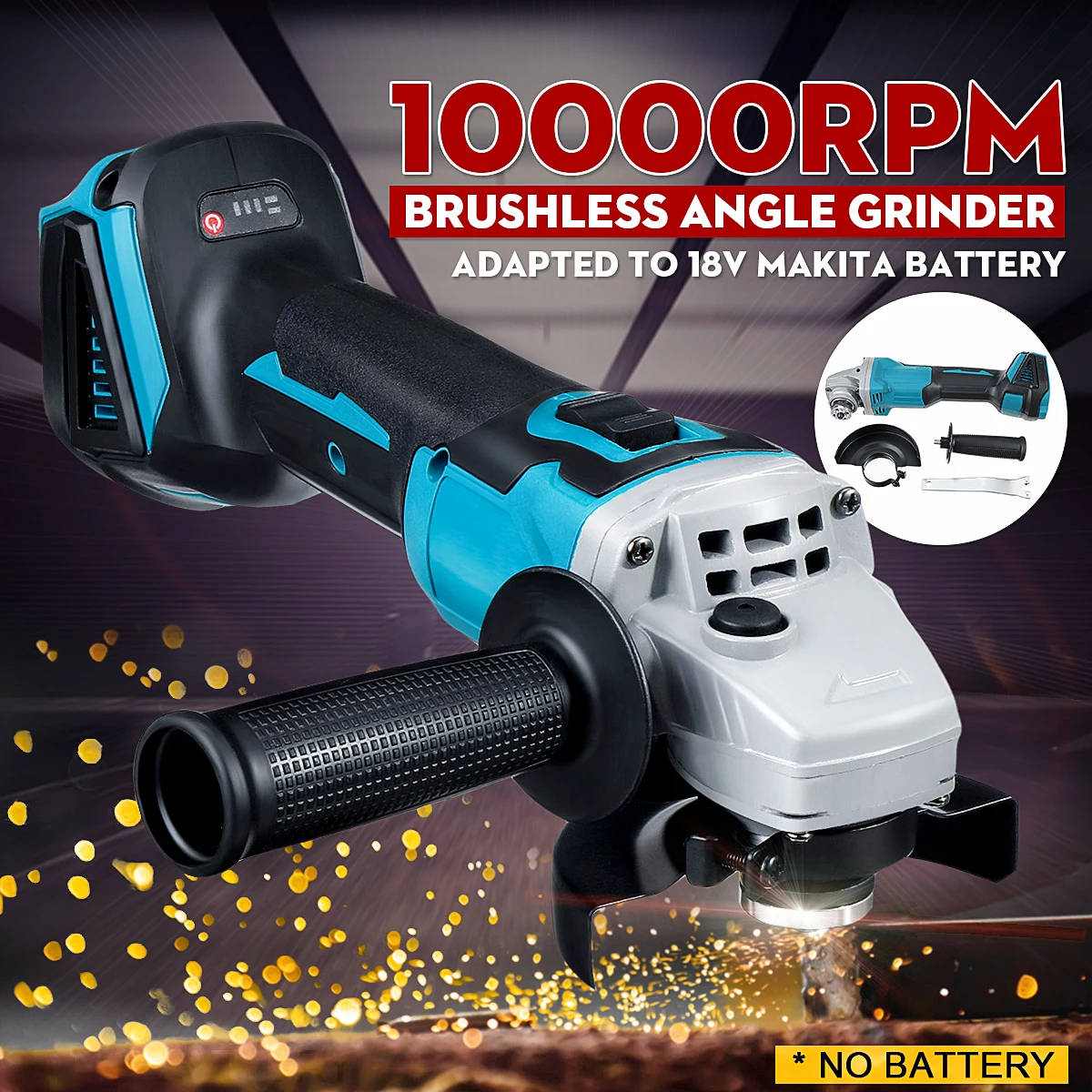

Cordless Electric Angle Grinder 18V 100mm Rechargeable Brushless Grinding Machine Metal Cutting Power Tools Without Battery New