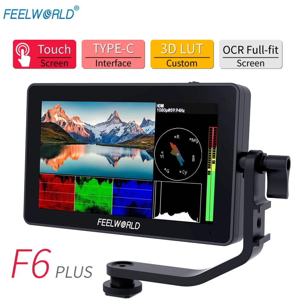 

FEELWORLD F6PLUS 5.5 Inch on Camera DSLR Field Monitor IPS Touch Screen FHD 4K HDMI 1920x1080 3D LUT Waveformfor Rig Gimbal