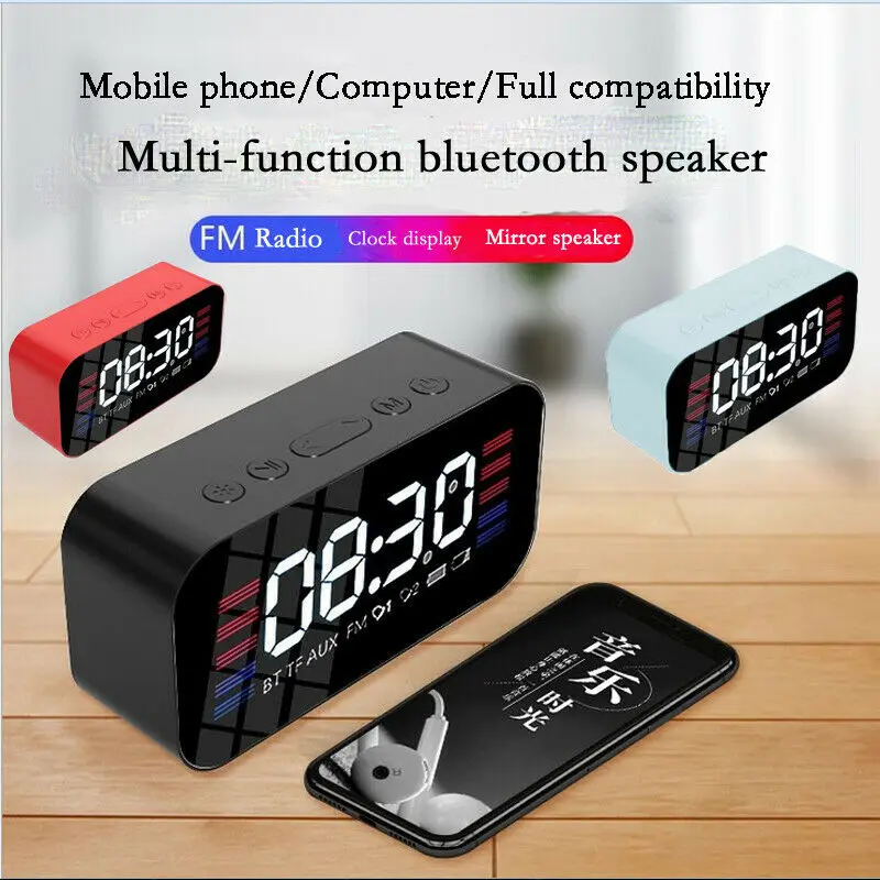 Bluetooth динамик будильник сабвуфер беспроводной портативный бас мини TF/FM радио