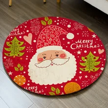Рождественский вход круглый коврик Санты Противоскользящий Коврик Гостиная отдых комната декоративные коврики круглый фланелевый коврик с узором 40x40