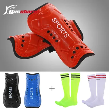 

QUESHARK Adult Children Football Shin Guards Sports Soccer Calf Pad Protection Anti-collision Compression Socks Football Kneepad
