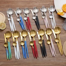 4PCS Stainless Steel Cutlery Set Fork Spoon Cutlery Set Tableware Western Food Tableware Luxury Fork Teaspoon Knife Fork Spoon набор столовых приборов happy baby spoon fork baby cutlery set lime 15027 4650069782179