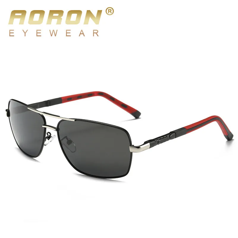 Silver frame Gray AORON, модные мужские поляризованные солнцезащитные очки, сплав, оправа, зеркальное покрытие, антибликовые, UV400, солнцезащитные очки, фирменный дизайн, мужские очки - Цвет линз: Silver frame Gray