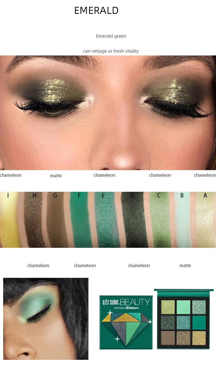 Chameleon 9 Color Diamond Eyeshadow Pallete Makeup Brushes Shimmer Matte Pigmented Eye Shadow Palette Make up Palette Maquillage Chameleon 9 Color Diamond Eyeshadow Pallete Makeup Brushes Shimmer Matte Pigmented Eye Shadow Palette Make up Palette Maquillage