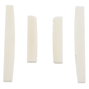 

2 Sets of 4pcs 6 String Acoustic Guitar Bone Bridge Saddle and Nut Made of Real Bone #8