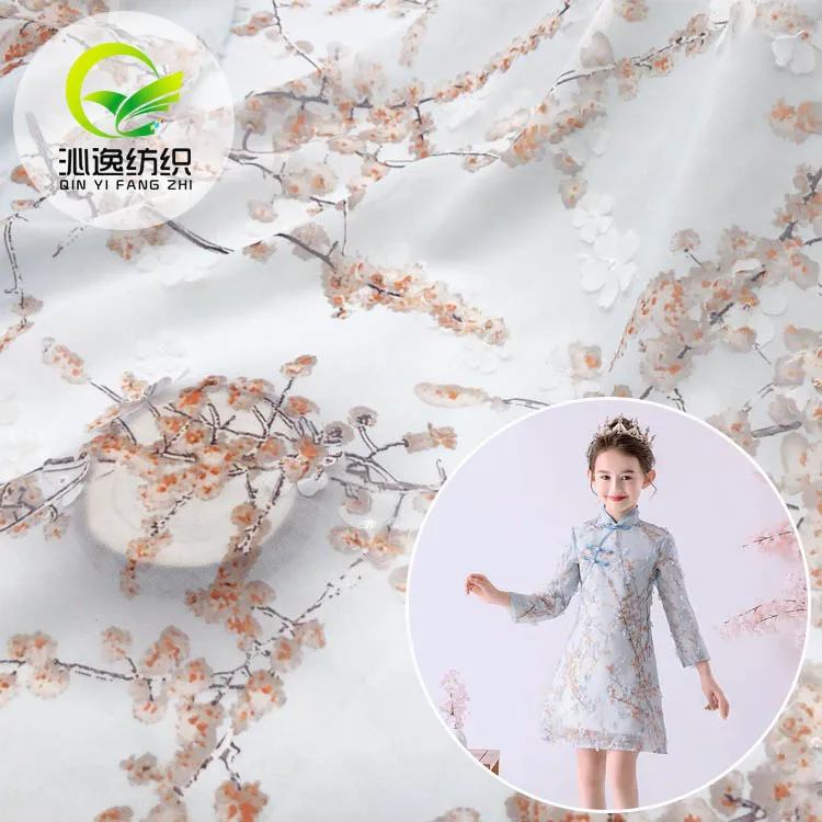 Шифоновая цифровая печать лазерная стерео вышивка ткань ручной работы