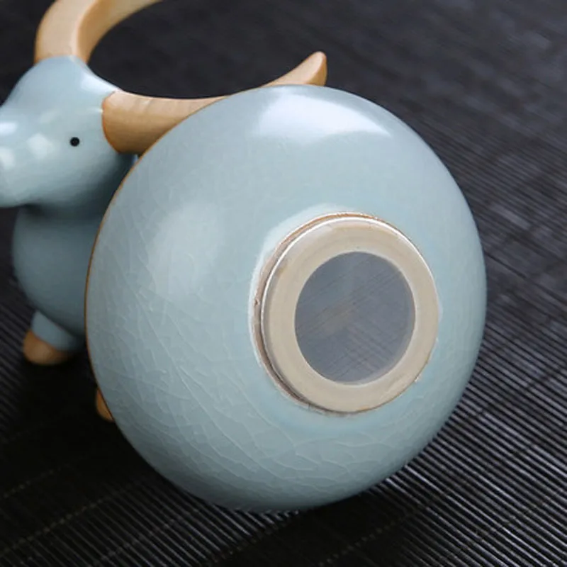 Chinese Kongfu Tea Ceremony Utensil, Animal Pattern, Ru Kiln, Porcelain Ceramic Tea Strainer, Leak Filter,Teaware Accessory