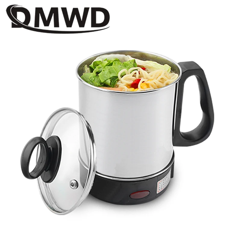 DMWD MultiCooker Electric Skillet portable stainless steel heating cup Noodles milk soup porridge Cooking Pot mini coffee boiler 5
