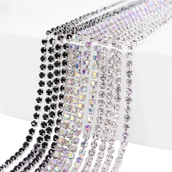 

5m/pack Glitter Crystal Rhinestones For Clothing Loose Flatback Sew On Rhinestone Chain AB Glass Rhinestones With Claw