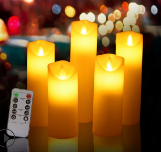 1 Set of 5 Candles 1 комплект из 5 Романтический беспламенный электронные светодиодные свечи с RGB восковой с дистанционным управлением Цилиндрическая Свеча для дома вечерние свадебные украшения - Цвет: 1 Set of 5 Candles