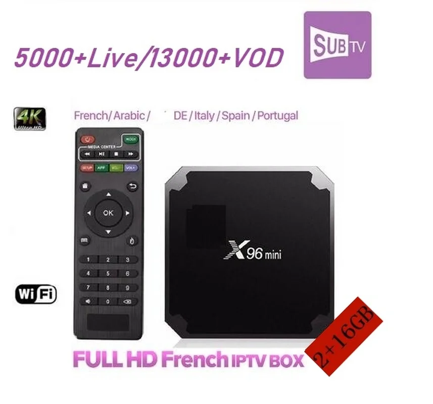 X96mini Android tv box 7.1.2 2G+16GB for smart tv with SUBTV 1 year best French Arabic Belgium European X96mini Android tv box 7.1.2 2G+16GB for smart tv with SUBTV 1 year best French Arabic Belgium European