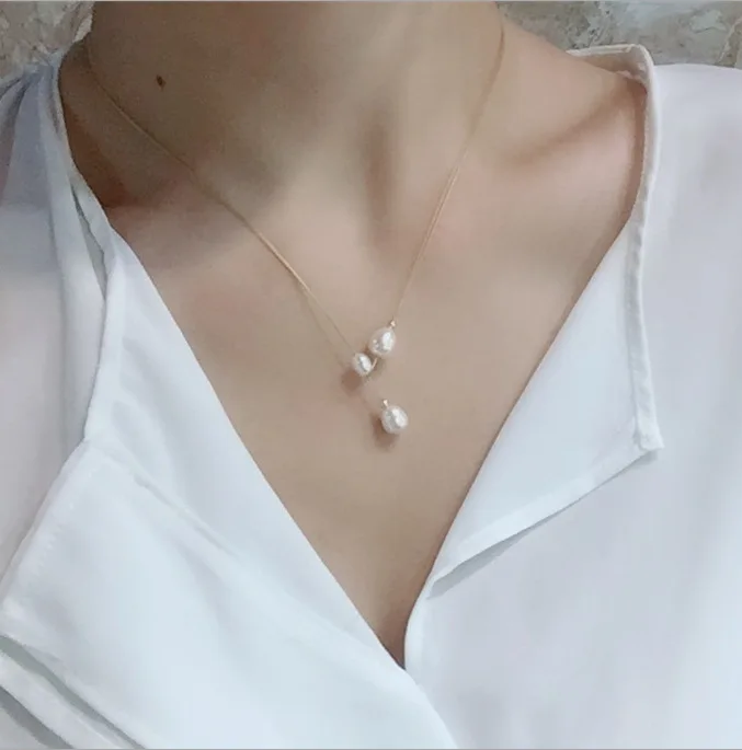 

Butterfly Home Djxs69e69ci Import Elasticity Gold Necklace 7-8 Glare Water Droplet Pearl-Style Simple Base