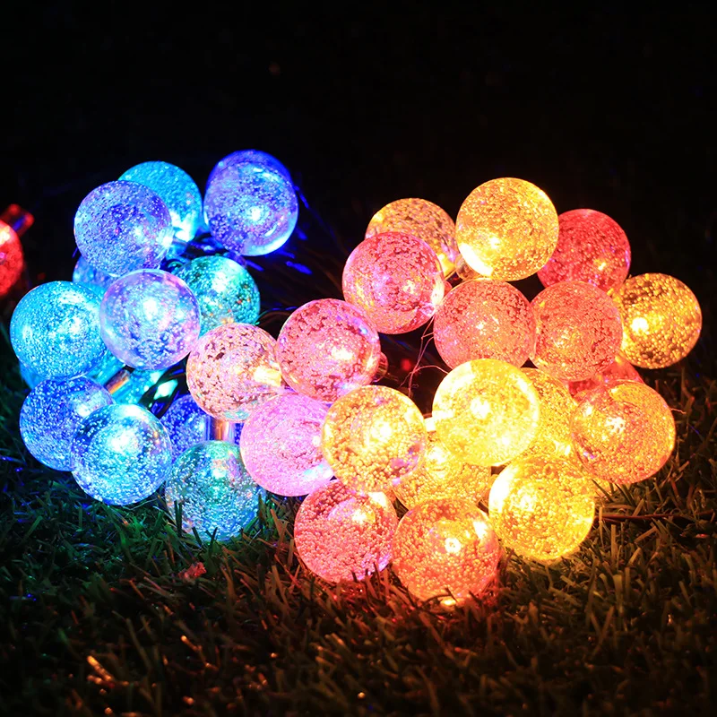 Открытый Солнечный свет строка 20 Вт 30 40/50/100LED фея с украшением в виде кристаллов
