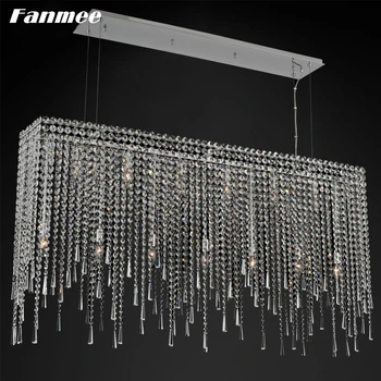 

Retro Crystal String Linear Chandelier Lighting LED Vintage Industrial Rectangular Hanging Lamp Art Deco Living Room Hotel Home