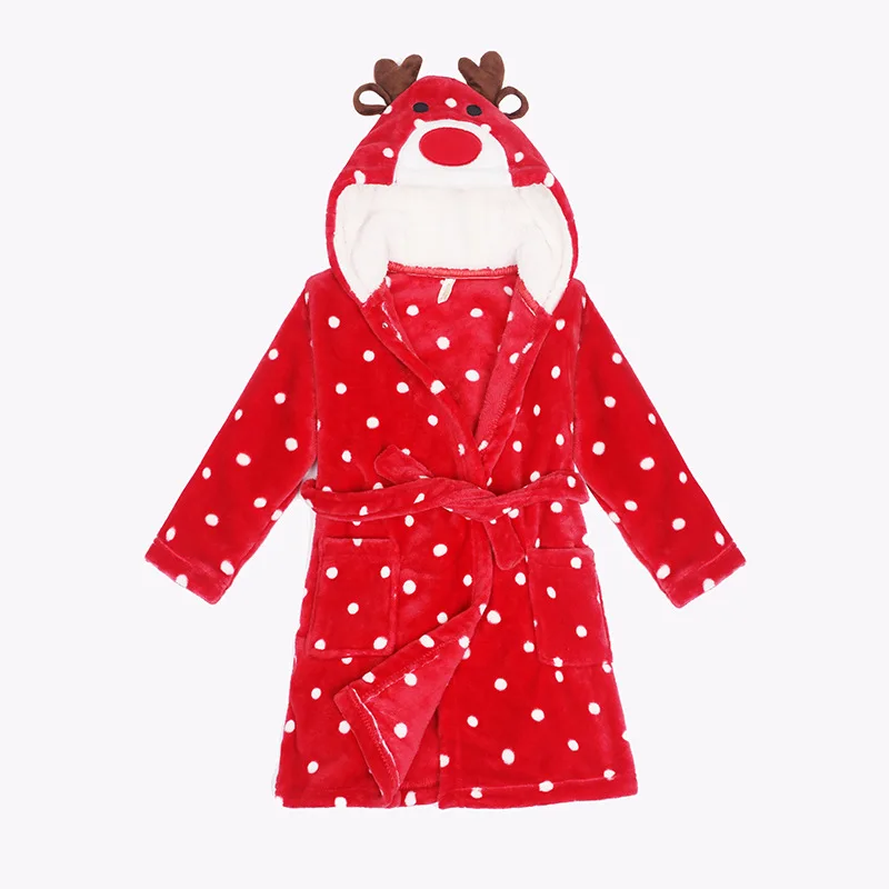 Детские пижамы; Рождественская Одежда для мальчиков и девочек; Мультяшные халаты; одежда для сна; детские пушистые теплые халаты с капюшоном; Рождественский подарок - Цвет: Золотой