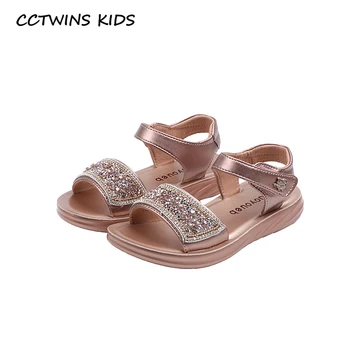 

CCTWINS Kids Shoes 2020 Summer Baby Soft Shoes Children Fashion Princess Sandals Toddlers Brand Rhinestone Flat Girls PS895