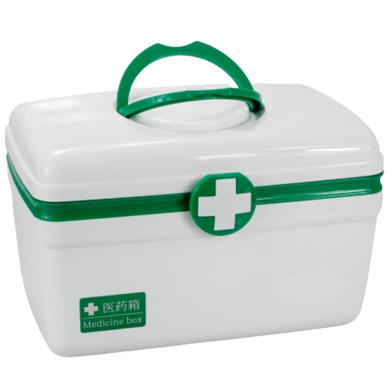 

Family Medicine Kits Bin Medical First Aid Storage Box Plastic Medical Box Handle Portable Storage Medicine Gathering Case Box-G