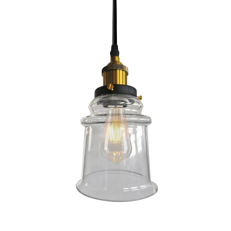 

Simple LOFT Industrial Style Chandelier Restaurant Lamps Creative Cool Single-head Dining Room Bar Glass Chandelier