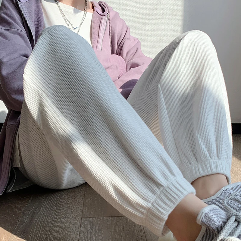 

2023 Autumn New Waffle Sweatpants Women Loose-fitting All-match Trousers High waist Slimming Harlan Casual Pants Winter Girls