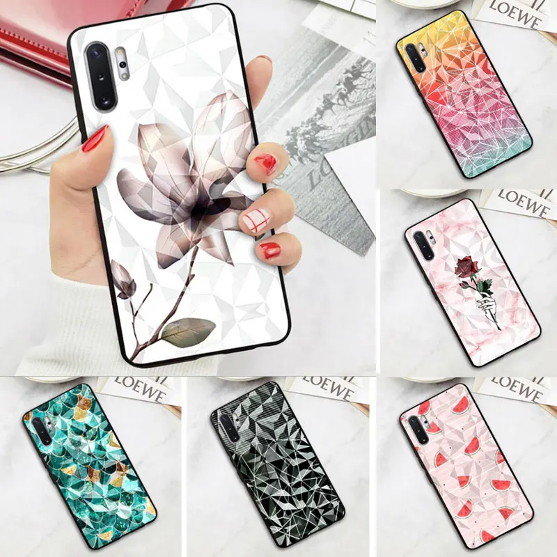 

For Note 10 Case Samsung Note 10 Case 3D Diamond Flower PC Hard Back Cover For Samsung Galaxy Note 10 Plus Phone Case Note10+ 5G