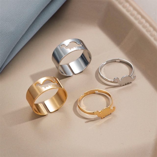 Silver Color Dinosaur Rings For Women Men Lover Couple Rings Set Friendship Engagement Wedding Open Rings 2021 Jewelry