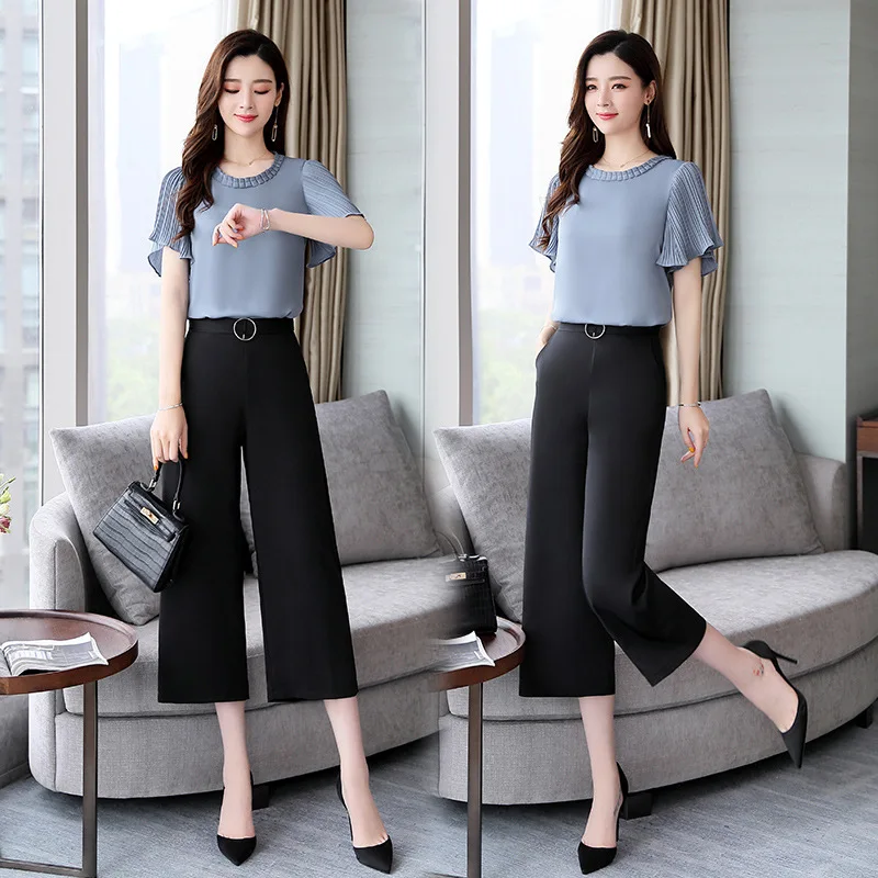 

Dress 2019 Solid Color Short Sleeve Slimming Summer Slim Fit Versatile Trend Simple Cool Fashion Crew Neck Set