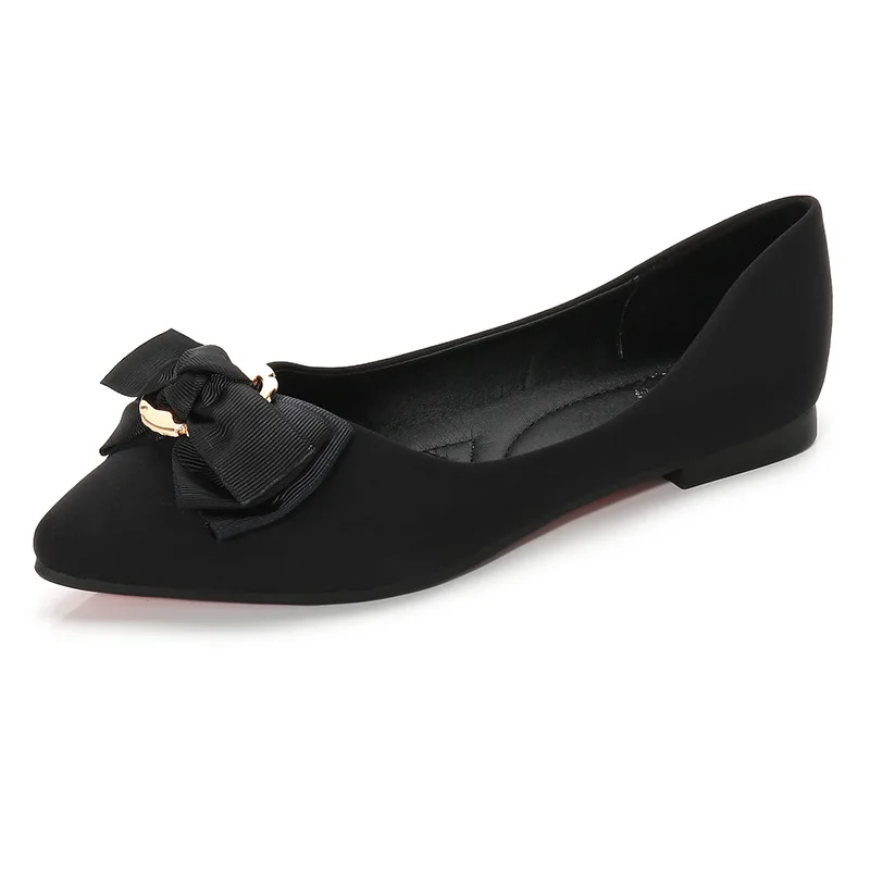 

Shallow Pointed Toe Butterfly-knot Basic Slip-On Pumps for Women Solid Casual Low Heel Ladies Pumps With Sweet Single Shoes