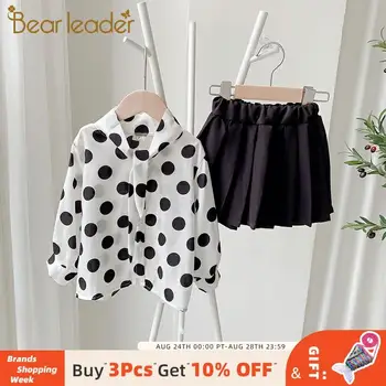 

Bear Leader Girls Autumn Fashion Princess Clothing Sets Kids Polka Dot Print Outfits Chiffon T-Shirt and Skirt Kids Casual Suits
