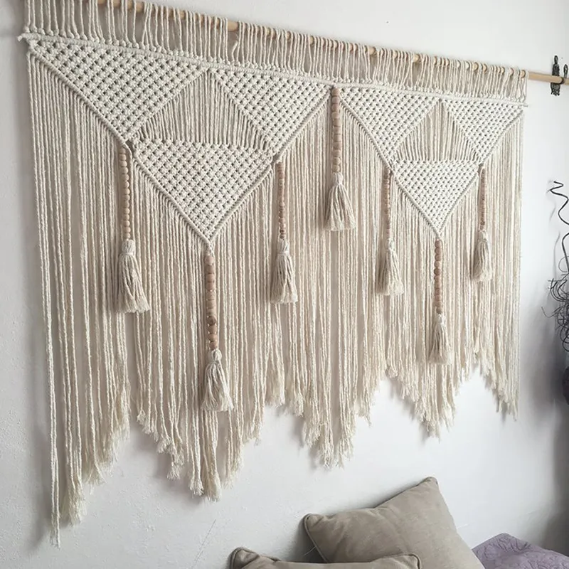 Makramee Wandbehang Wandteppich Dekor Boho Stil Bohemian Woven Home Dekoration Zimmer Dekor_voghion.com