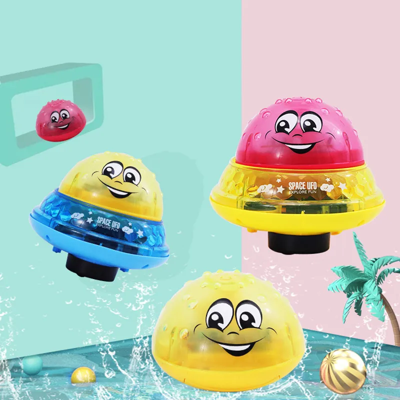 

New 2 In 1 Induction Spray Water Toy Space UFO Car Toys with LED Light Musical Fountain Automatic Induction Sprinkler Bath Toy