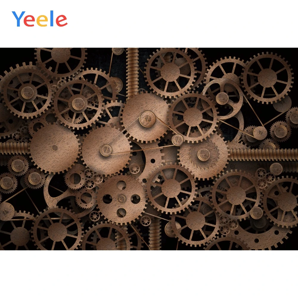 

Yeele Metal Painting Photocall Mechanical Clock Gear Photography Backdrop Personalized Photographic Backgrounds For Photo Studio