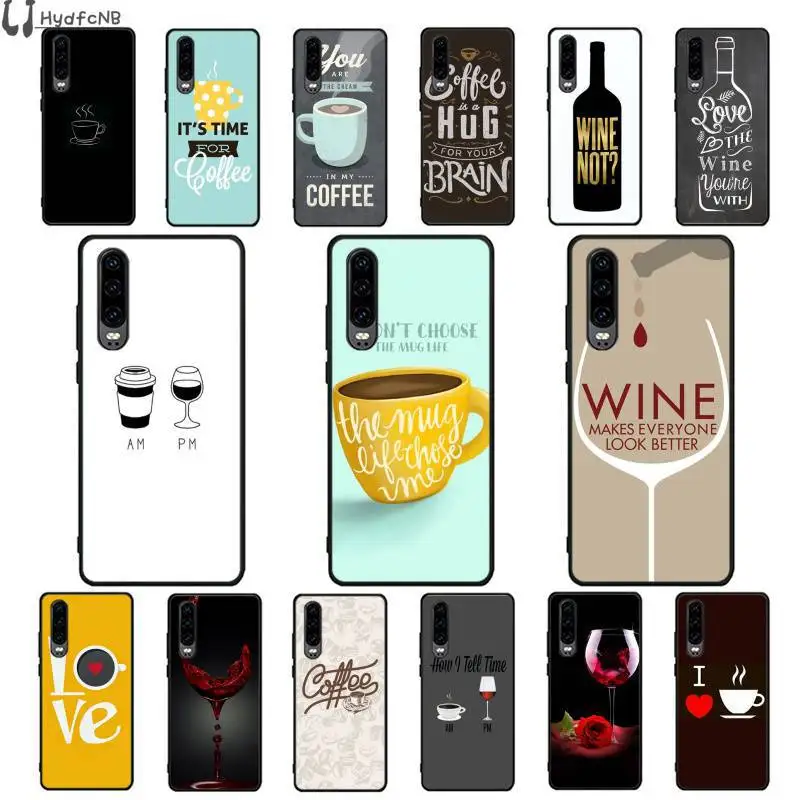 

Coffee Wine Cup Silicone Phone Case for Huawei P9 10 lite P20 pro lite P30 pro lite Psmart mate 20 pro lite