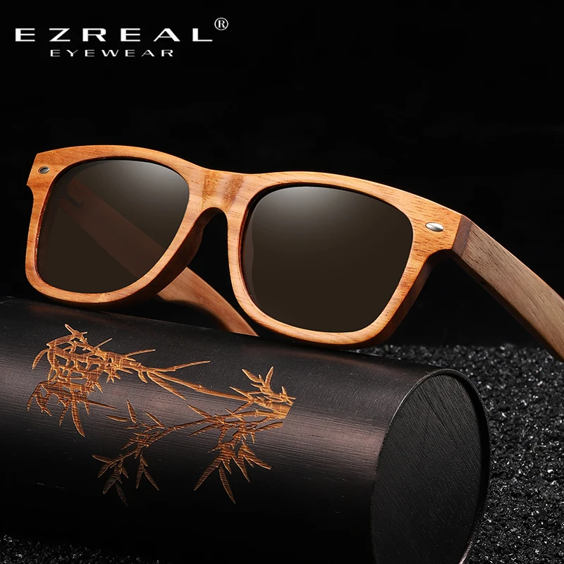 Деревянные солнцезащитные очки EZREAL поляризационные деревянные UV400 брендовые с