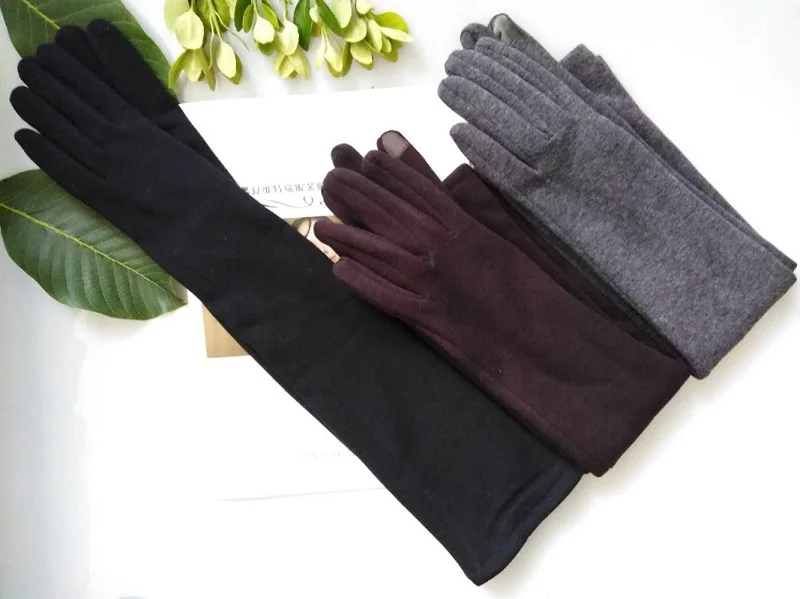 

Women Gloves Winter Touch Screen 2020 50CM Long Gloves Women Cotton Touch Screen Gloves Plus Velvet Thick Arm Sleeves Keep Warm