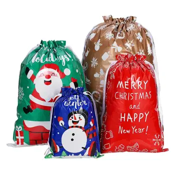 

30PCS Christmas Drawstring Gift Bags Wrapping Storage Pouch Christmas Goodie Bags For Xmas Party Gift Drawstring Packaging Bag