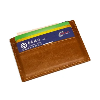 

Vintage Cow Leather Business Card Holder 7 pockets Men's Smooth Glossy Wax Oil Vintage Flat Wide id card Wallet Case