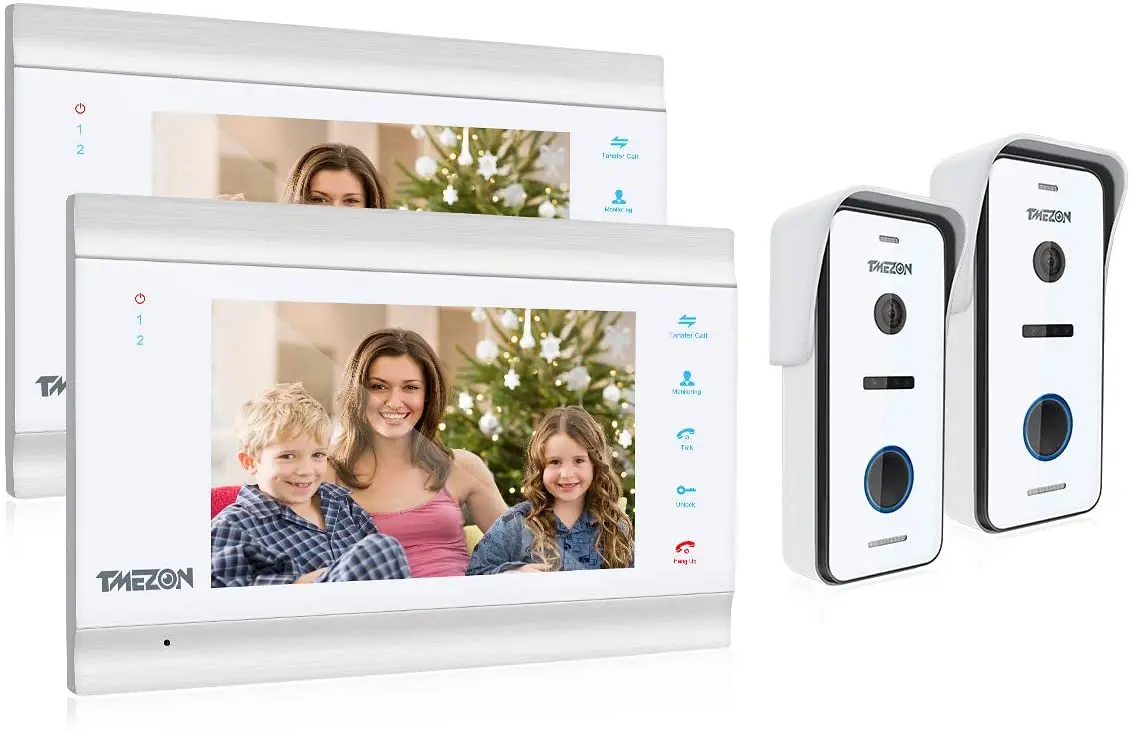 video intercom indoor station TMEZON video door intercom doorbell intercom system, 1080P 7 inch 1 monitor 1 camera touch button, night vision door video intercom Door Intercom Systems