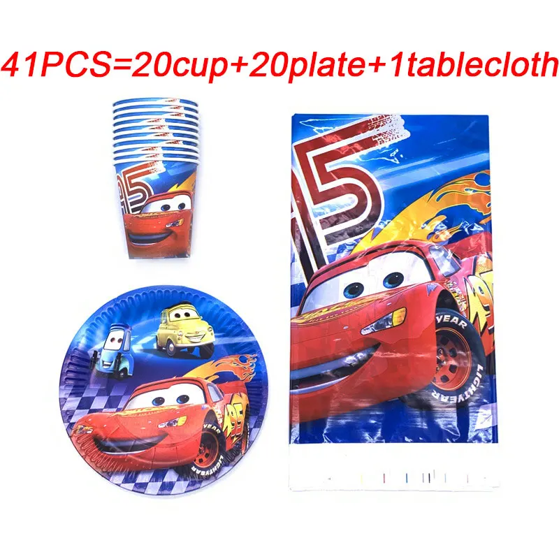 Disney Lightning Mcqueen Автомобильная тематическая вечерние принадлежности Набор бумажная чашка пластина салфетка для детская вечеринка на день рождения для украшения детского душа подходит