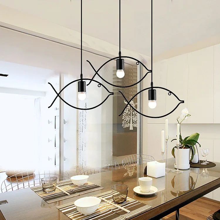 

European Style Iron Art Industrial-Style Creative Chandelier Clothing Store Bar Cool Retro Simple Single-head Fish-shaped Chande