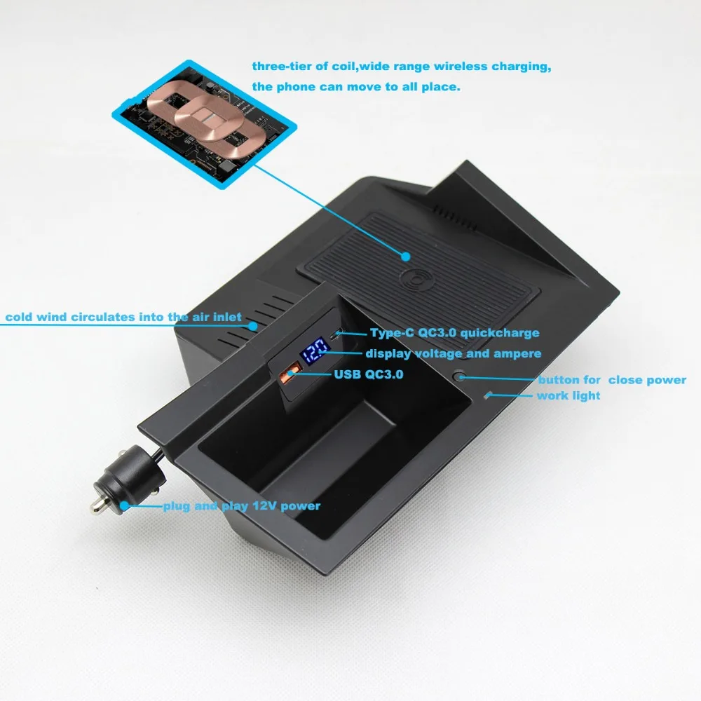 Беспроводное зарядное устройство QC3.0 Quickcharge usb type-C Plug& Play беспроводная зарядка для- Mazda CX-5 CX5