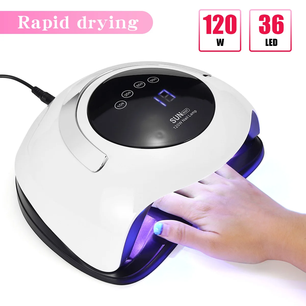 

SUNBQ5T Professional 120W Nail Dryer 36pcs LED UV Lamp LCD Display Intelligence Touch Screen Drying Gels Nail Polish Art Tools